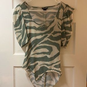 green zebra pattern bodysuit
